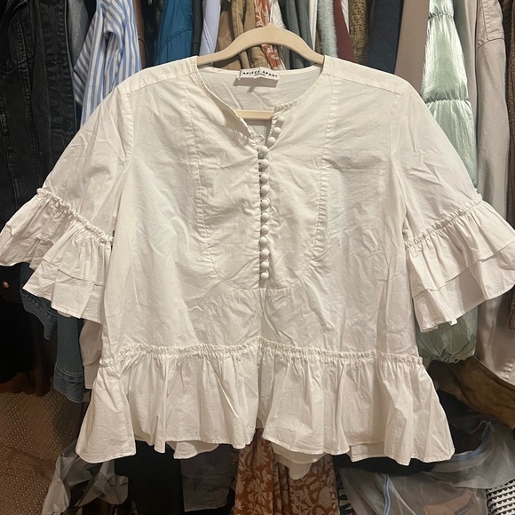 Apiece Apart New York Flutter Sleeve Blouse Top - Picture 1 of 5